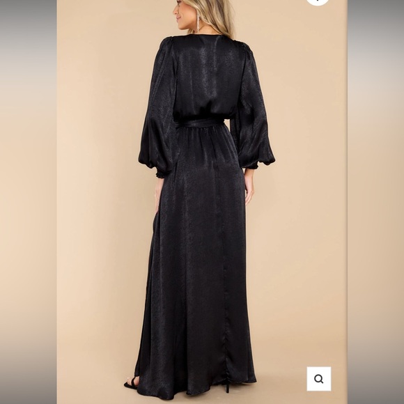 BLACK SATIN MAXI DRESS - Picture 4 of 4